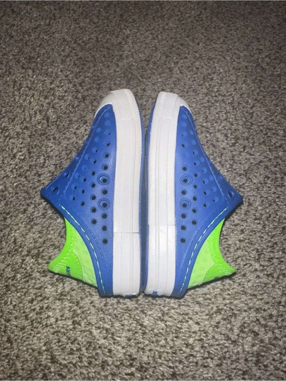 Skechers Toddler Blue Slip-On Water Shoes with Neon Green Lining